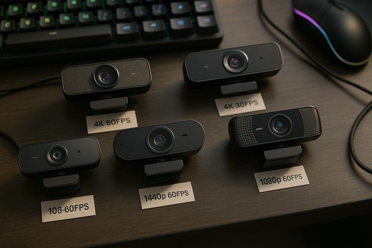 Los 6 mejores webcams para streaming gaming bajo 250 € en 2026, ordenadas por resolución máxima y FPS