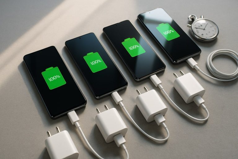Los 7 mejores smartphones con carga rápida por cable superior a 80 W en 2026, ordenados por minutos hasta el 1